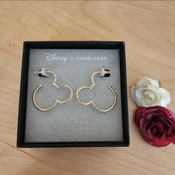 Disney x BaubleBar Gold and Cubic Zirconia Hoop Earrings - Picture 3 of 3